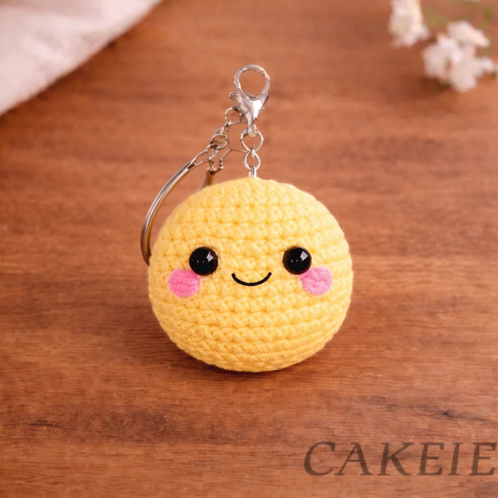 Crochet Emoji Smile Keychain